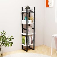 Newell Pine Wood 4-Tier Bookshelf In White