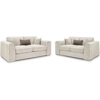 Newnan Fabric 3+2 Seater Sofa Set In Beige