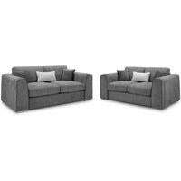 Newnan Fabric 3+2 Seater Sofa Set In Grey