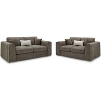 Newnan Fabric 3+2 Seater Sofa Set In Mocha