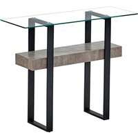 Newtown Glass Console Table With Light Concrete And Black Frame