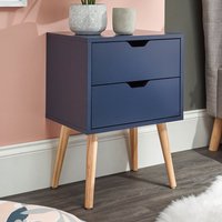 Niceville Wooden Bedside Cabinet With 2 Drawers In Blue