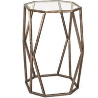Nicole Glass Side Table In Clear With Antique Bronze Frame