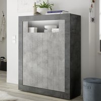 Nitro Wooden Highboard With 2 Doors In Oxide Cement And LED