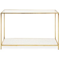 Nivea Clear Glass Top Console Table With Gold Metal Frame