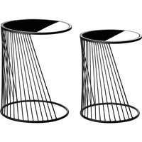 Nixa Metal Set Of 2 Side Table With Metal Frame In Black