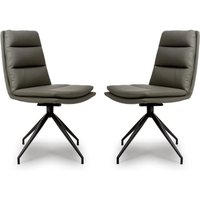 Nobo Truffle Faux Leather Dining Chair With Black Legs In Pair