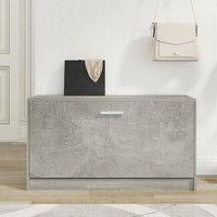 Nome Wooden Shoe Storage Bench With 1 Flap In Concrete Effect