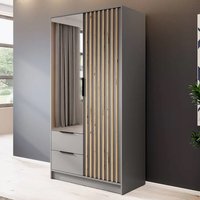 Newberry Mirrored Wardrobe With 2 Hinged Doors 105cm In Grey