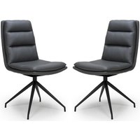 Norton Grey Leather Dining Chairs With Metal Legs In Pair