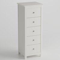 Norton Tall Wooden Chest Of 5 Drawers - White