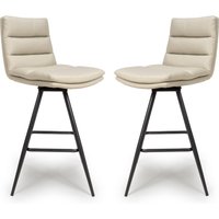 Norton Taupe PVC Fabric Counter Bar Chairs With Metal Legs In Pair