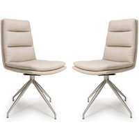 Norton Taupe PVC Fabric Dining Chairs With Steel Legs In Pair