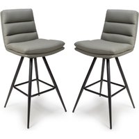Norton Truffle PVC Fabric Bar Chairs With Metal Legs In Pair