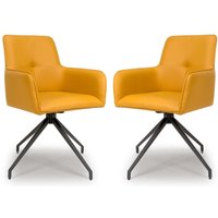Novato Ochre Faux Leather Dining Chairs In Pair