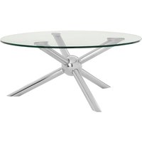 Kurhah Round Clear Glass Coffee Table With Silver Frame