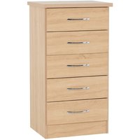 Mack Narrow Wooden Chest Of 5 Drawers In Sonoma Oak