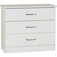 Mack Wooden Chest Of 3 Drawers With White Gloss Front In Oak