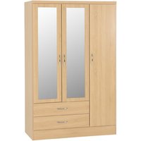 Mack Wooden Wardrobe With 3 Doors 2 Drawers In Sonoma Oak
