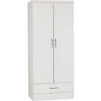 Mack Oak Wooden Wardrobe With 2 Doors White Gloss Front