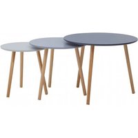 Nusakan Round High Gloss Nest Of 3 Tables In Grey