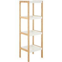 Nusakan Wooden 4 Tier Shelving Unit In White And Natural