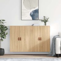 Nuuk Wooden Sideboard Wall Mounted With 4 Doors In Sonoma Oak
