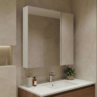Nuvola 600mm Wooden Wall Mounted Bathroom Mirror Cabinet in Cashmere