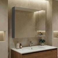 Nuvola 750mm Wooden Wall Mounted Bathroom Mirror Cabinet in Anthracite