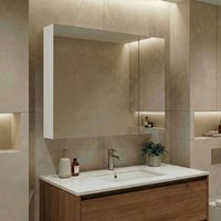 Nuvola 750mm Wooden Wall Mounted Bathroom Mirror Cabinet in White