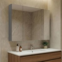 Nuvola 970mm Wooden Wall Mounted Bathroom Mirror Cabinet in Grey