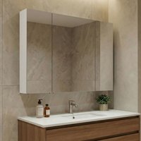 Nuvola 970mm Wooden Wall Mounted Bathroom Mirror Cabinet in White