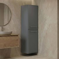 Nuvola Tall Wooden Wall Mounted Bathroom Cabinet with 2 Doors in Grey