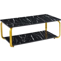 Nyla Gloss Black Marble Effect Coffee Table With Gold Frame