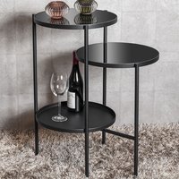 Oakmont Glass End Table With Metal Frame In Black