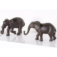 Ocala Polyresin Set Of 2 Elephant Sculpture In Brown