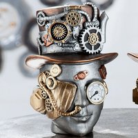 Ocala Polyresin Steampunk Female Sculpture In Silver