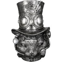 Ocala Polyresin Steampunk Tom Cat Sculpture In Silver