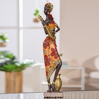 Ocala Synthetic Resin African Lady Playing Veena in Brown and Red