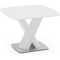 Oceanside Square Glass Top Lamp Table In White High Gloss