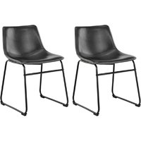 Ogden Black Leather Dining Chairs In Pair