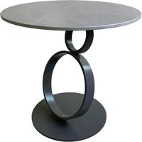 Oldham Ceramic Side Table With Steel Base In Matte Grey