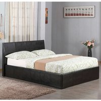 Oliver Faux Leather Ottoman Storage Small Double Bed In Black