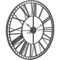 Oliver Wall Clock In Black Iron With Glass Front Panel