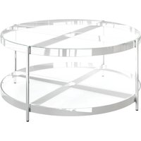 Omaha Clear Glass Coffee Table With Stainless Steel Frame