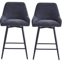 Omaha Graphite Grey Fabric Bar Chairs In Pair