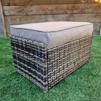 Onamia Rattan Garden Ottoman With Cushion In Natural Brown