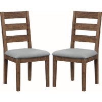 Ontario Dark Oak Wooden Dining Chairs With Fabric Seat In Pair