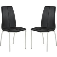 Opal Black Faux Leather Dining Chair With Chrome Legs In Pair