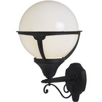 Orb Outdoor 1 Light Round Wall Light In Black With Opal Shade Orb Outdoor 1 Light Round Wall Light In Black With Opal Shade